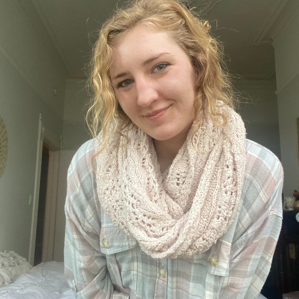 Super Cozy Soft Pink Knit Infinity Scarf